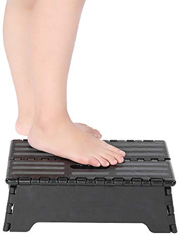 Taburete Plegable FTVOGUE, Escal¨®n Port¨¢til para Coche y Ba?o, 38 x 21,5 x 13 cm, Capacidad 136 kg, Negro