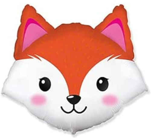 Tête de Renard env. 80 cm x 80 cm Ballons en Aluminium Décoration de fête d'anniversaire