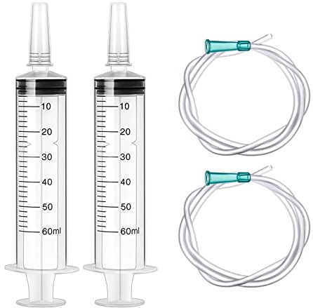 2 Stücke Spritze 60ml Spritzen mit Schlauch zum öl Bremsflüasigkeit Wiederverwendbare Kunststoffspritzen zum Absaugen von Liquid Dosierspritze (Individuelles Paket)