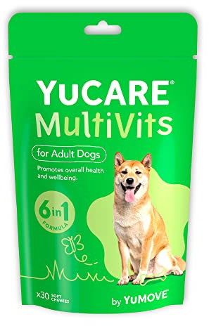YuM Adult Mega MultiVits Dog Vitamins, 6-in-1 Daily Vitamins and Supplements for Joints, Gut health, Heart and Vision, Aged 6+, 30 Multivitamin Chews