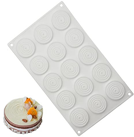 QIUMING 15 Hohlraum 3D Runde Spirale Geformt Silikon Backform Spirale Flach Spirale Form Kuchenbackform Silikon Spirale Spiral Kuchenform DIY Backen Liefert für Kuchen Seife Gelee Muffins Pudding