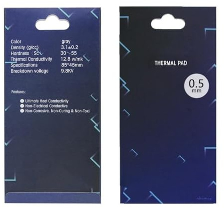 1 one enjoy Thermal Pad 12.8 W/mK, 85x45mm, Non Conductive Heat Resistance High Temperature Resistance, Silicone Thermal Pads for Laptop Heatsink/GPU/CPU/LED Cooler (0.5mm)