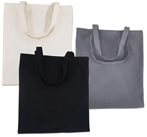 CINGHIA Baumwolltasche,Tote Bag,Jutebeutel Unbedruckt,Stoffbeutel,3Stück Wiederverwendbare Einkaufstasche mit Griff,Ieinenbeutel Unbedruckt für Arbeit,Reisen,DIY Stoffbeutel Bemalen 34x40cm