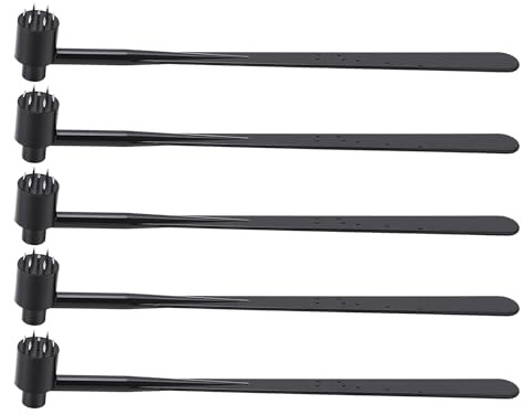 5PCS Plum Blossom Dermal Hammer Single End Black ABS Handle Set di Martelli Dermici con Ago in Acciaio Inossidabile Leggero per L'industria