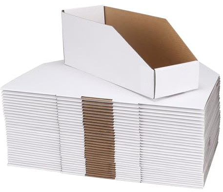 ZBEIVAN Cardboard Storage Bins Boxes 35 Packs 12x4x4.5 Inches, Easy Assembly Pantry Organizer Bins for Shelf, White