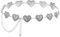 AOZUO Damen Concho Kettengürtel, Kettengürtel Für Damen Gürtel Taillengürtel Western Herzkettengürtel Silberener Gürtel Waist Chain Gürtel Sliber Herzform Taillenkette Silber für Kleid (Silber)