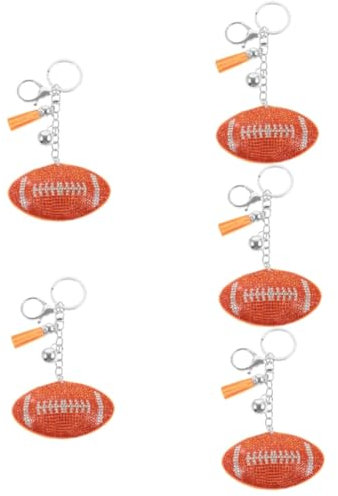 Yardwe 5st Fußball Schlüsselanhänger Rugby-schlüsselanhänger- Rugby-anhänger Sportspiel-souvenir Gefälligkeiten Für Fußballspiele Rucksack-rugby-schlüsselanhänger Plastik Orange