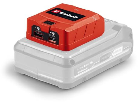 Einhell USB-Akku-Adapter TC-CP 18 Li USB A/C-Solo Power X-Change (18 V, mobiles Laden von Smartphone, Tablet und Co., 1x USB-A-Anschluss, 1x USB-C-Anschluss, ohne Akku)