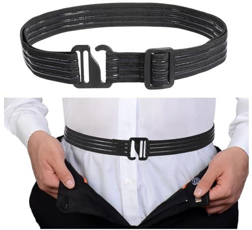 Qianyu Shirt Stay Belt Adjustable Keep Shirts Tuckers Lock Underwear Waistband Non-Slip Anti-Wrinkle Shirt Holders Straps Band for Men Women Work Daily Wear Large Casual (Multiple Stripes)