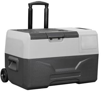 Alpicool ECX40 40L Kompressor Kühlbox, 12V Kühlbox elektrische tragbarer auto Kühlschrank für camping mit USB-Anschluss, Teleskopstange Rad, Wiederaufladbar(Batterie nicht enthalten)