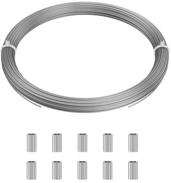 Uniclife Picture Hanging Wire, 30 m x 1 mm, Picture Wires with Crimping Sleeves, Stainless Steel Wires Rope for up to 50 kg, Trellis Wire Cable for Photo Frames and String Lights