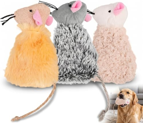 Homoyoyo 3pcs Refillable Catnip Cat Toys Plush Mouse Shaped Catnip Pillow for Kittens Teething Playtime Fun