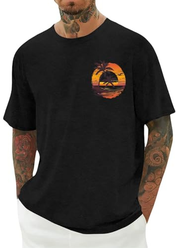 Herr Hawaii Kort Ärm T Shirt Med Gecko För Utflykt Skog Sjö Bad Adult Man Andas Snabbtorkande Komfortabel Ledig Semester Black 4XL