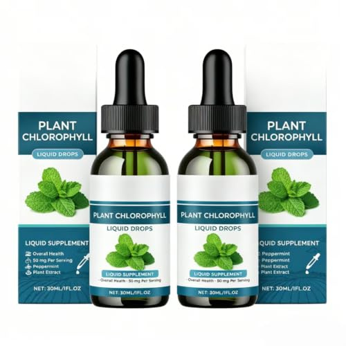 Klorofyll flytande droppar – tarmstöd, mintsmak, 1 fl oz,2PCS