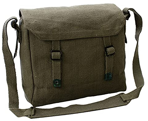 Small Canvas Webbing Messenger Bag -Olive