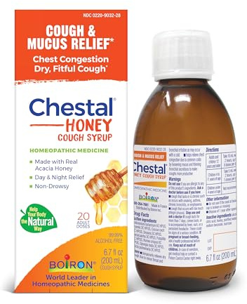 Boiron Chestal Honey Adult Cold and Cough Syrup for Nasal and Chest Congestion, Runny Nose, and Sore Throat Relief - 6.7 Fl oz