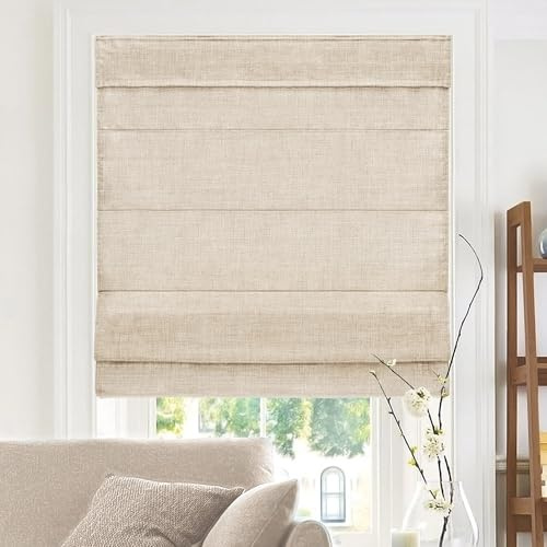 CHICOLOGY - RMBF2764 Tenda a pacchetto senza fili in tessuto moderno a cascata per finestre, 68 cm di larghezza x 164 cm di altezza, lino belga (privato e filtro della luce)