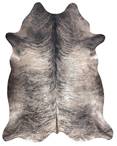 rugsx Tappeto in Pelle Bovina Artificiale Cowhide, Mucca, Motivo Animali, Finta Pelle, Tappeto per Soggiorno, casa, Camera da Letto, DIY Crafts, Grigio 155x195 cm