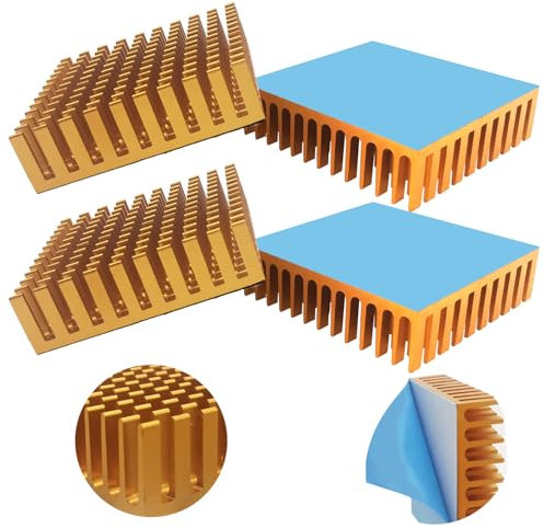 Disipador Aluminio, CTRICALVER Radiador Fuego TV Kit de Bricolaje Placa de Circuito de Chip IC Chip Mosfet Adecuado para Amplificador LED de Alta Potencia(4pcs,dorado)