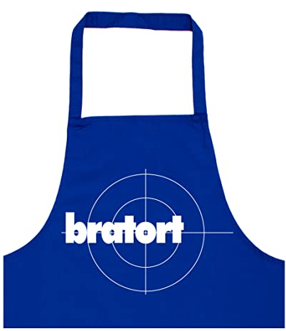 Dressfactor Grillschürze für Männer | Bratort | Grill-Schürze mit Spruch lustig BBQ Grillen Uni Farbe Royalblau
