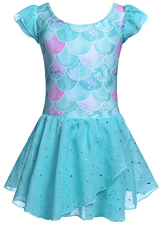Trudge Ropa de Ballet para Niñas - Vestido Manga Corta de Algodón con Leotardo y Falda Tutú - Traje de Baile