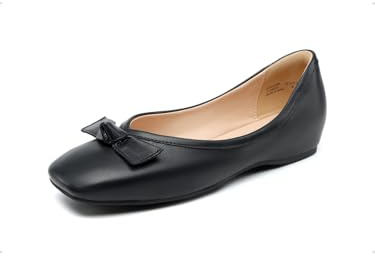 DREAM PAIRS Women's Low Wedge Dressy Flats, Comfortable Bow Tie and Casual Square Toe Rhinestone Wedding Shoes for Work,Size 7,Black,SDFA2309W
