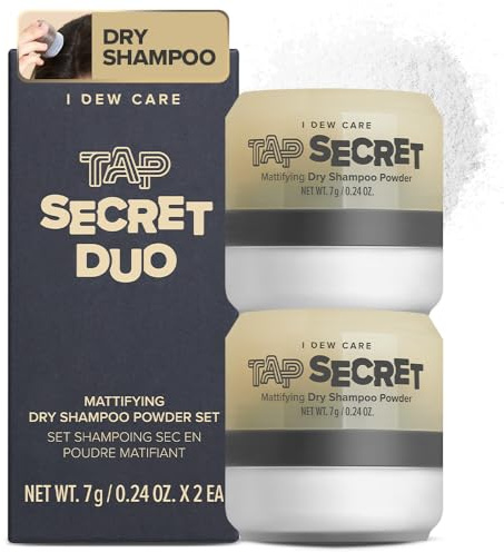 I DEW CARE Biotin Clarifying Dry Shampoo - Tap Secret Original Duo Set | Strengthening & Volumizing, Powder Type, Refillable, Travel size, Non-aerosol, Korean Ginseng, Stocking Stuffers, 0.26 Oz * 2ea