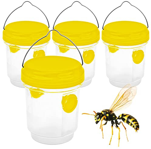 Piege Frelon Asiatique Selectif, Piege Guepes Et Frelons Exterieur, Piege A Guepes Exterieur Tap Trap, Kit Piege A Frelon pour Bouteille Plastique Interieur, Piege Moustique, Mouche, Moucheron 4Pcs