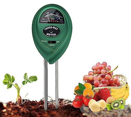 SHAVINGFUN Medidor de suelo 3 en 1 ph valor de bodentester,ph medidor de fondo,no requiere pilas,medidor de pH para suelo,medidor de humedad para plantas para jardinería,césped y plantas al aire libre