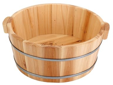 AWHAO Multipurpose Foot Bath Barrel Wooden Foot Basin Footbath Basin Tub Household Footbath Bucket Wood Foot Tub Pedicure Bowl Foot Spa Bowl Thickening Foot Bath Barrel for Home Use, 16x36cm A