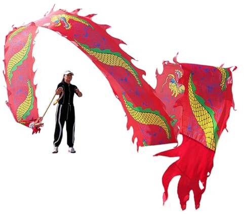 ROYUMI Jongliertücher Flinging Dragon Poi-Band, Farbe Satin, Outdoor-Fitness-Streamer für Jugendliche/Erwachsene/Senioren, Interesse Wecken und Neue Freunde Gewinnen (Color : Red, Size : 8 m (26 ft))