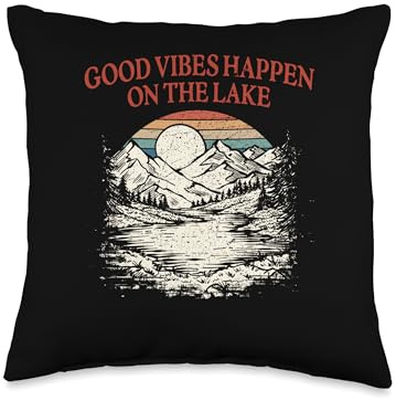 Happen on the Lake Camping Lakes Camper Lagoon Throw Pillow
