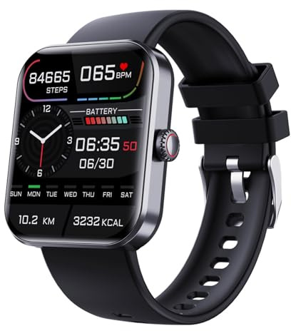 RORIOS Moda Smartwatch Uomo Donna 1.91'' Schermo Tattile Orologio da Polso Bluetooth Intelligente Orologi Sportivo Fitness con Monitor Sonno Frequenza Cardiaca Nero