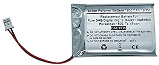 1800mAh 3.7V Replacement Battery Compatible With Pure DAB Digital Digital Pocket DAB1500, Pocketdab 1500, TalkSport, LP37