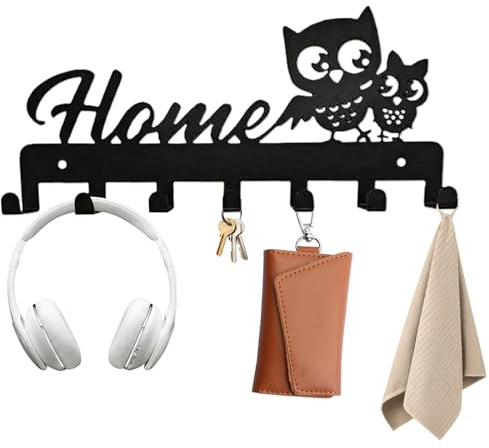 Qwrqwr Porte-clés autocollant avec 7 crochets à clés pour cuisine, salle de bain, bureau, placard, serviette, clés pratiques pour porte d'entrée, décoration (B)
