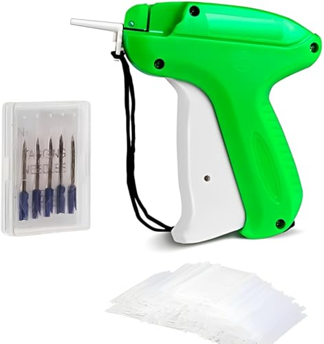 CUEMOON Pistola Sparafili per Cartellini e Prezzi, Con 5 Aghi di Ricambio e 5cm lunghi 2500 Fili a Paletta per Vestiti Etichetta Tag Cappello Etichette Negozi Prezzo Cartellino