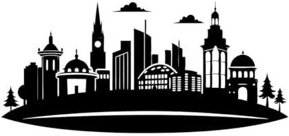 Cityscapes Mural and Wall Vinyl Decal 42x90.9cm Removable Without Leaving Glue Black