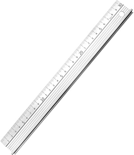 Ruler 30cm, Aluminum Straight Edge Measuring Tool with Grip Edge, Durable Cutting Ruler for Crafting and Technical Work