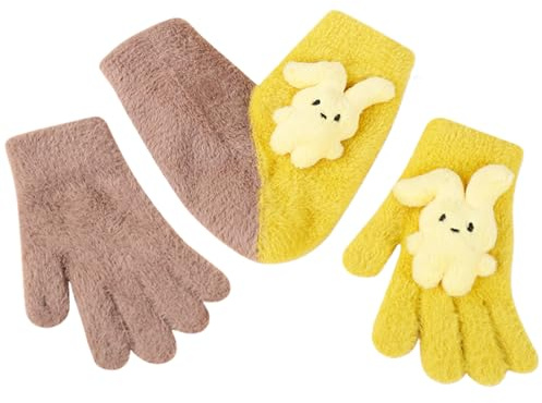 Generisch Gants d'hiver chauds, paire de gants chauds - Gants de maintien pour la course d'hiver et les activités de plein air Couples, Amoureux, Jaune et kaki, Siehe Beschreibung