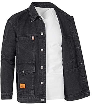 Veste en Jean Homme, Vestes en Jean à Manches Longues pour Homme Décontractée Extérieure Coupe Ample Boutonné Jean Manteau Classique Vintage Vestes en Jean Lavé Taille M-4XL