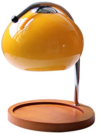 Qudinip Aromavax Smältlampa, Justerbar Ljus Retro trä Förvaringsbricka Glas Ljusvärmare Sovrum Sängbord Omgivande Bordslampa (Ljusbrytare)