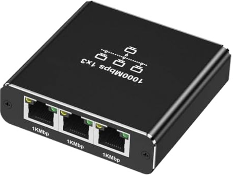 Conmutador de Red RJ45 Hub 1 en 2 3 convertidor de Salida 1000Mbps Gigabit Ethernet Switch Hub Divisor de Cable PC LAN Extender Adaptador Compatible con (1 IN 3 out)