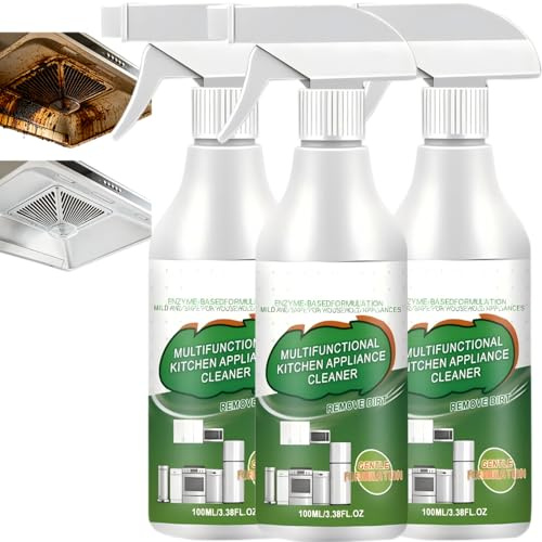 Spray limpiador multiusos para utensilios de cocina, limpiador de campanas extractoras, limpiador de aceite y grasa, limpiador de grasa resistente, spray limpiador para hornos (3 unidades)