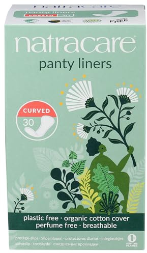 Natracare Natural Organic Curved Panty Liners, with Certified Organic Cotton, Ecologically Certified Cellulose Pulp and Plant Starch (1 Pack, 30 Liners Total)