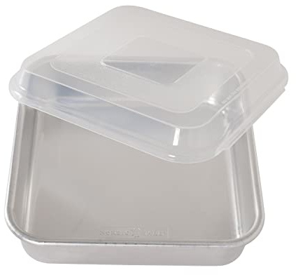 Nordic Ware Natural Aluminum Commercial Square Cake Pan with Lid, Exterior 9.88 x 9.88 Inches