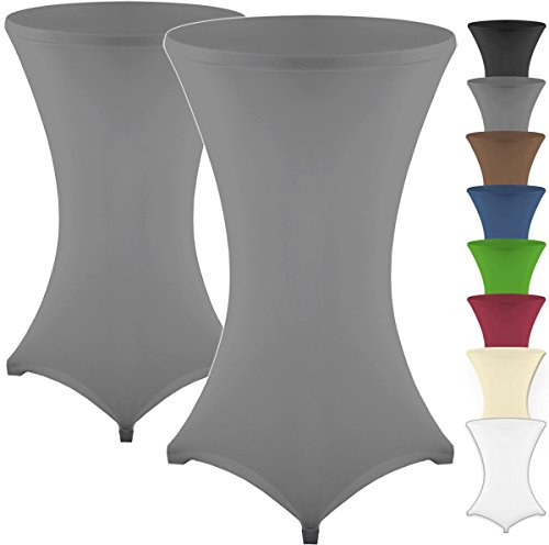 Gräfenstayn 2er-Set Stretch Stehtischhusse Diana mit Öko-Tex Siegel, Verstärkung im Fußbereich, in vielen Farben und Größen Ø60-65cm / Ø70-75cm / Ø80-85cm (Anthrazit, Ø80-85cm)