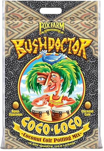 FoxFarm BushDoctor Coco Loco Soil Potting Mix, Triple-Washed for Reduced Salt, Retains Water, Includes Bat Guano & Earthworm Castings - Ideal for All Gardens 12 Quart