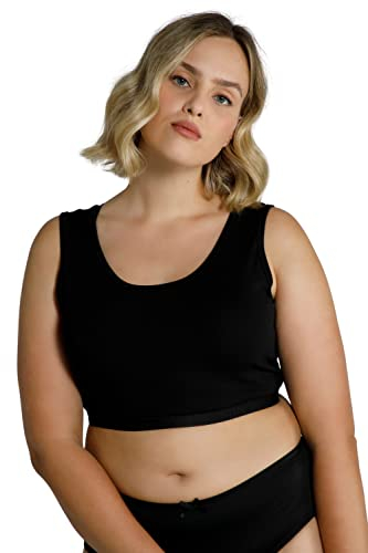 Ulla Popken Damen Bustier, Schlupfform, einfarbig BHS, Undurchsichtige, schwarz, 54-56