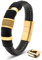 SERASAR Lederarmband für Männer 20cm Gold Herren Armband Leder Armreif Lederband Herrenarmreif Armschmuck Schmuck Herrenschmuck Armkette Flecht Wickelarmband Kette