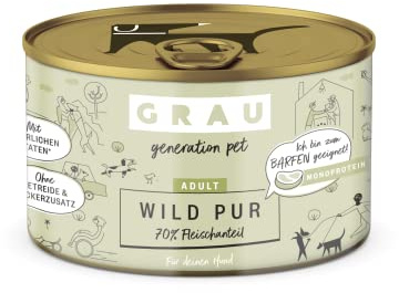 GRAU - l’Original - Nourriture Humide pour Chiens - gibier Pur, Pack de 6 (6 x 200 g), sans céréales, pour Chiens Adultes